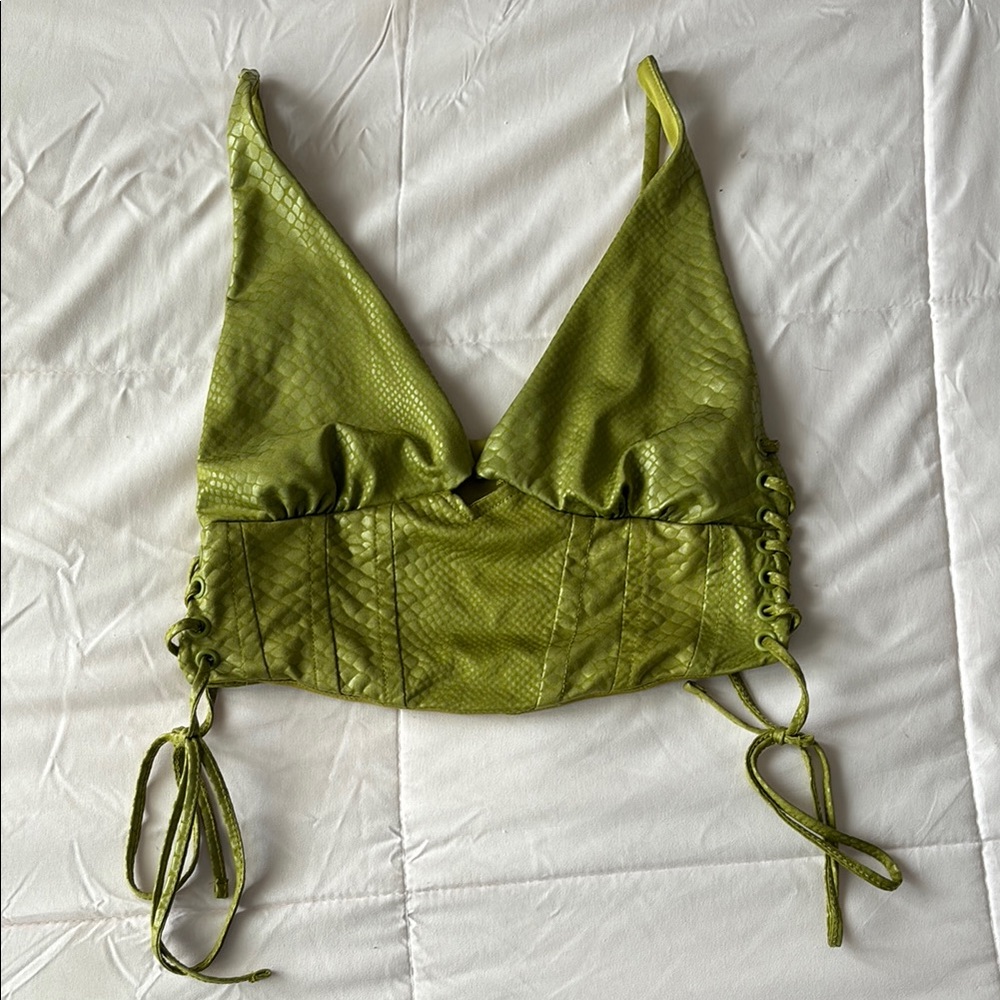 Urban Outfitters Green Snake Print Crop Top